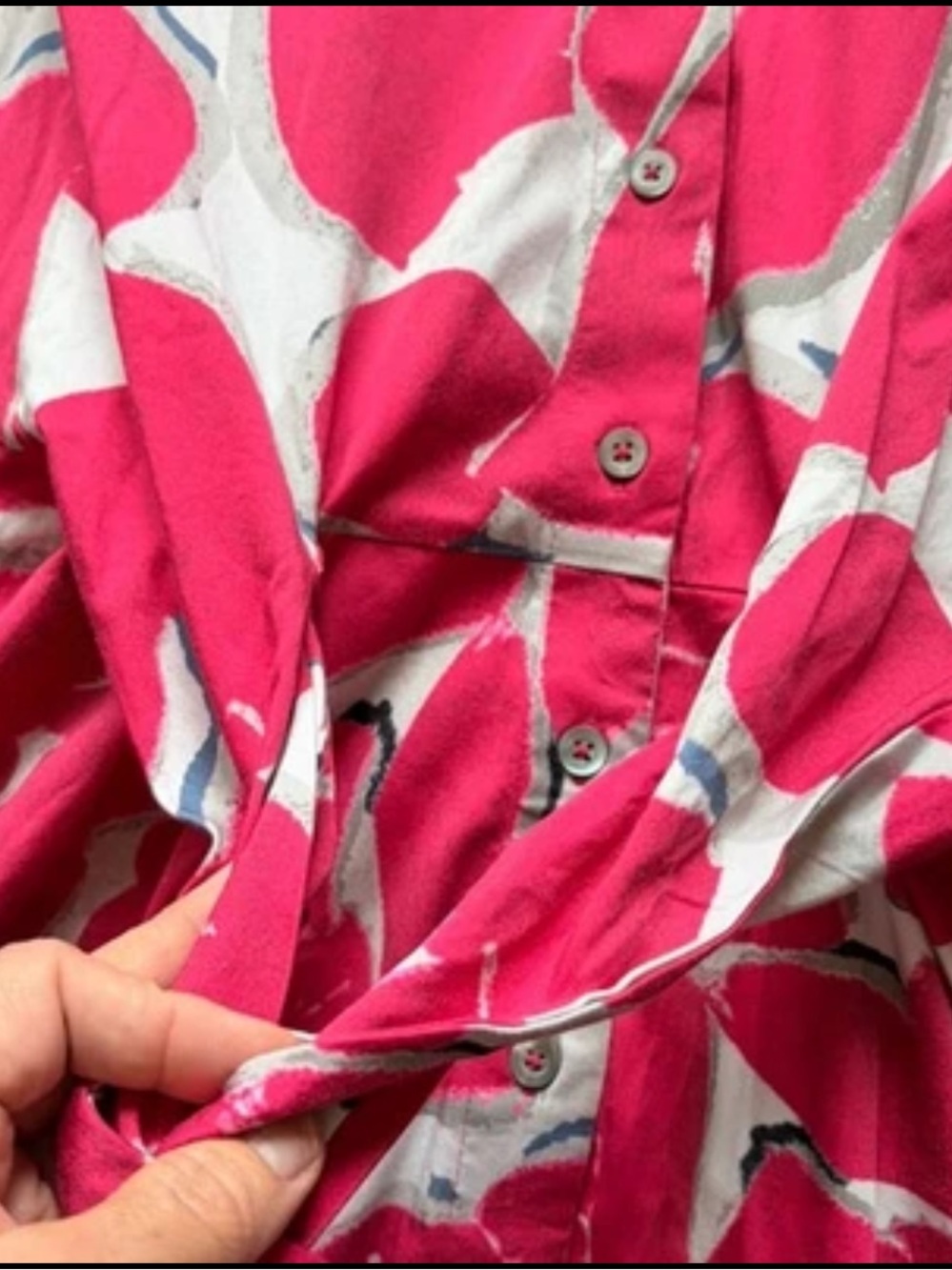 NIC + ZOE Dress Small Red Bold Petals Jessie Stretch Cotton SPRING Shirtdress - Picture 7 of 16
